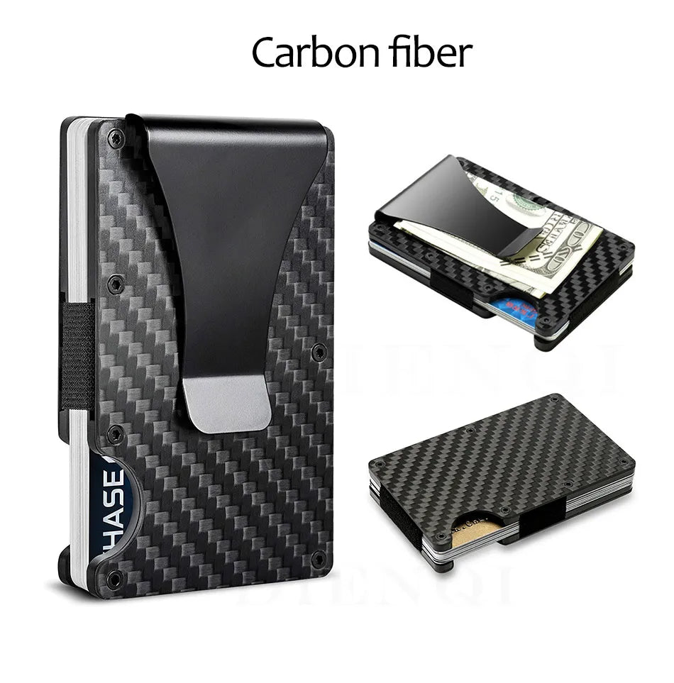 Carbon Fiber Minimalist Slim Wallet Carteira for Men Cartera Tarjetero Hombre RFID Cashback Credit Card Holder Luxury