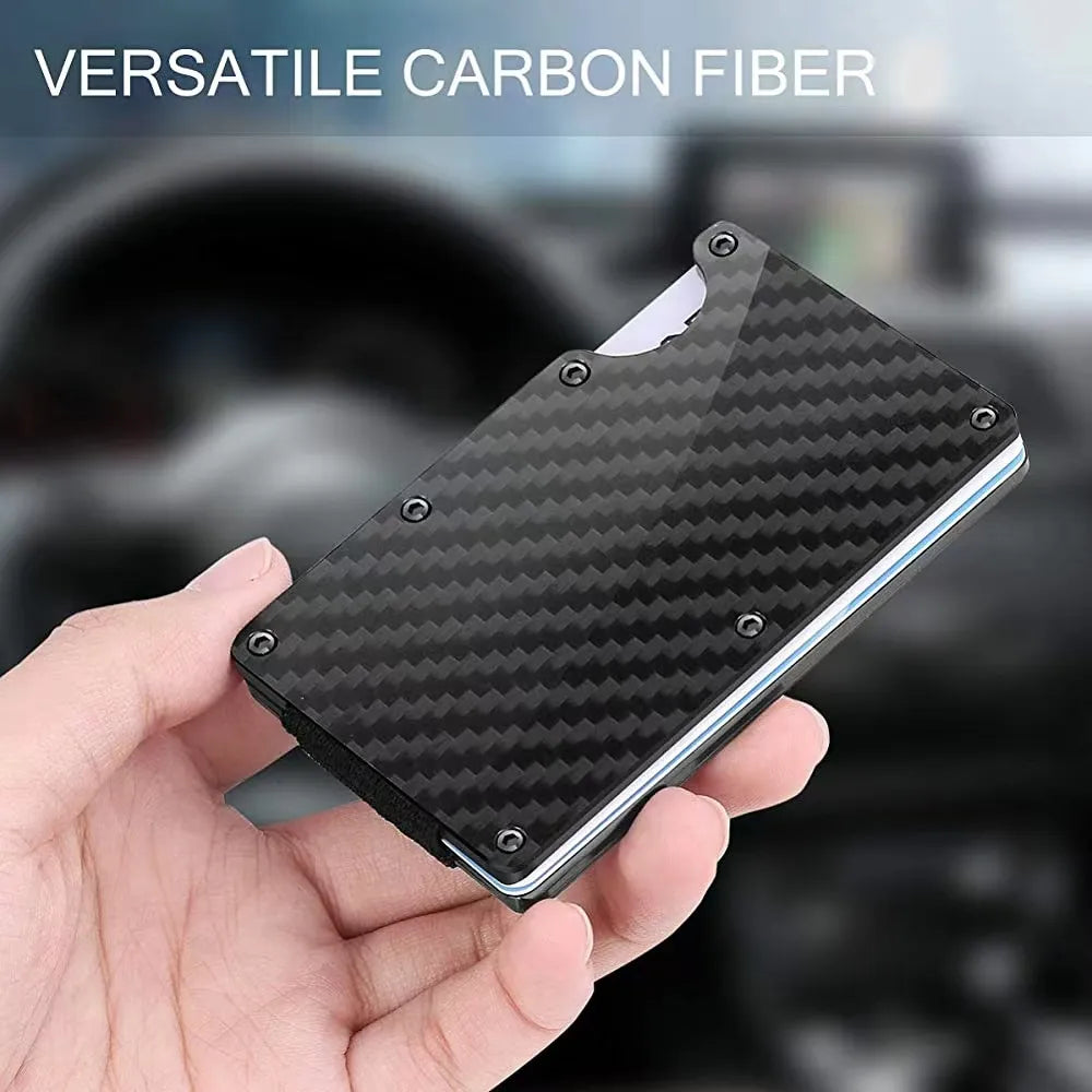 Carbon Fiber Minimalist Slim Wallet Carteira for Men Cartera Tarjetero Hombre RFID Cashback Credit Card Holder Luxury