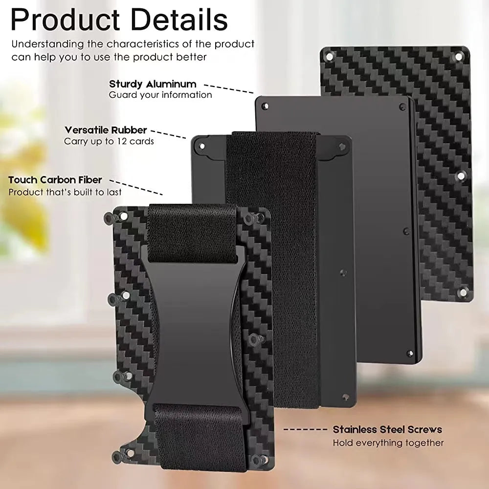 Carbon Fiber Minimalist Slim Wallet Carteira for Men Cartera Tarjetero Hombre RFID Cashback Credit Card Holder Luxury