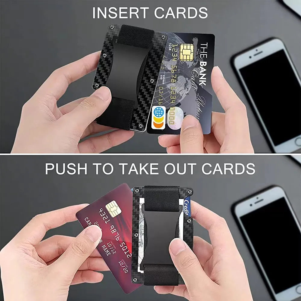 Carbon Fiber Minimalist Slim Wallet Carteira for Men Cartera Tarjetero Hombre RFID Cashback Credit Card Holder Luxury