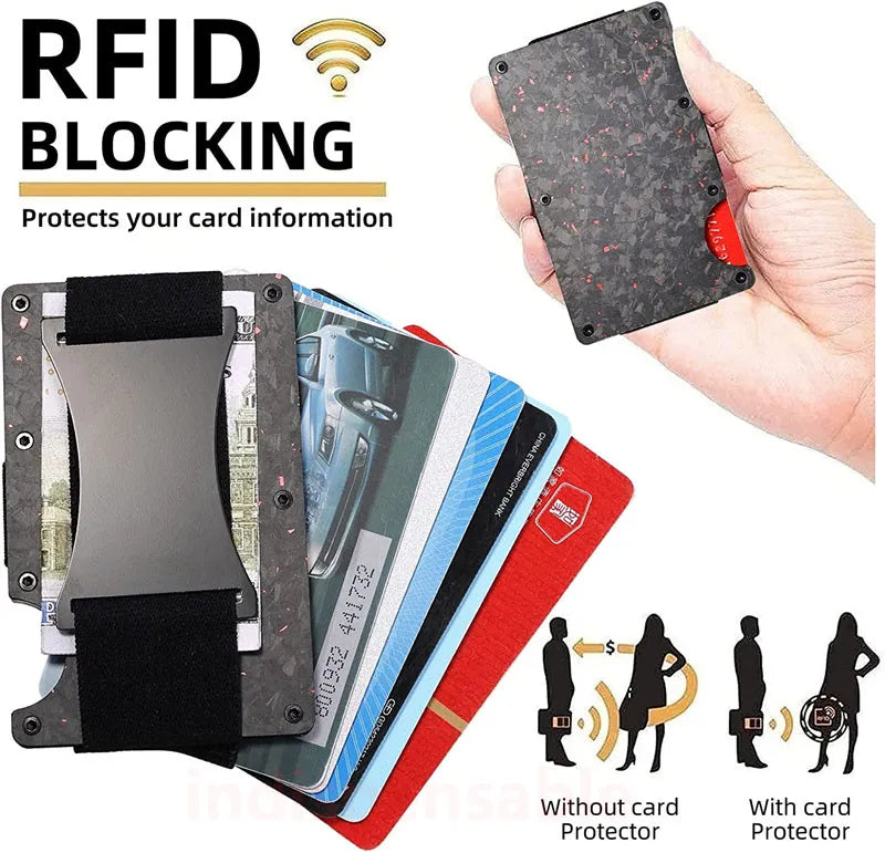 Carbon Fiber Minimalist Slim Wallet Carteira for Men Cartera Tarjetero Hombre RFID Cashback Credit Card Holder Luxury