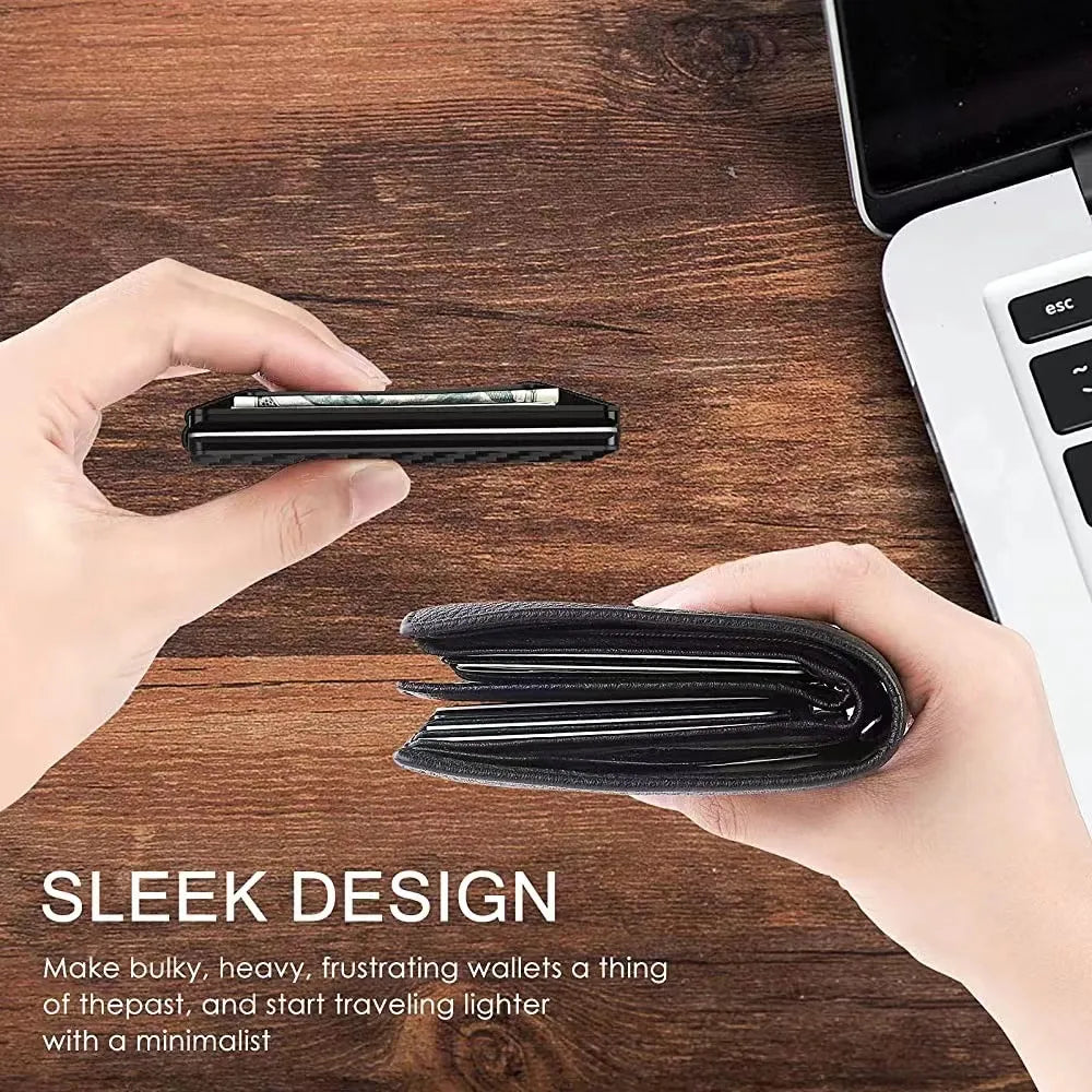 Carbon Fiber Minimalist Slim Wallet Carteira for Men Cartera Tarjetero Hombre RFID Cashback Credit Card Holder Luxury